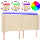 Vidaxl LED posteljno vzglavje krem 163x16x118/128 cm blago