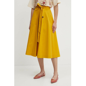 Pamučna suknja Weekend Max Mara boja: žuta, midi, širi se prema dolje, 2415101023600