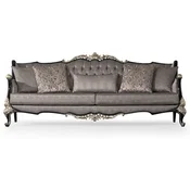 Casa Padrino luxury baroque living room sofa silver/black/silver - Magnificent baroque style sofa with decorative pillows - Luxury living room furniture in baroque style - Baroque furniture