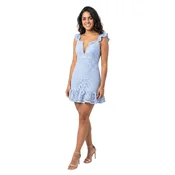 Fulgor Obleka Vestido Nuria Laise com Babados – Azul Claro modra