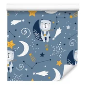 Tapeta z zvezdami, lunami in spalnim medvedkom za dnevno sobo in spalnico 50x1000 cm
