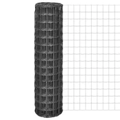 vidaXL Ograja 10x1,5 m s 100x100 mm Sivo Jekleno Mrežo