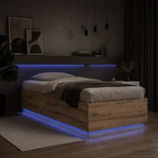 vidaXL Posteljni okvir z LED Artisan hrast 80 x 200 cm Inženirski les