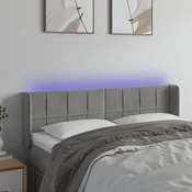 Vidaxl vidaXL Vzglavje postelje z LED svetlo sivo 147x16x78/88 cm žamet