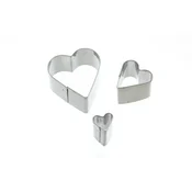 Set of 3 cutter moulds, for decorating with marzipan, stainless steel,
