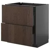 METOD / KNIVSHULT Pod.element, 2fronta/2vis.fioke, Crnosiva/Sinarp smeda, 80x60 cm