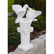 Casa Padrino baroque pillar with basket and doves white 40 x 35 x H. 104 cm - Magnificent Garden Pillar Baroque Style - Garden Decoration Stone Pillar - Baroque Garden Decoration Accessories