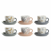 Set Šalica s Tanjuricima DKD Home Decor Porculan Pisana 90 ml