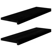 Vidaxl Podloge za stopnice 2 kosa rjavo-črne 80x25x2 cm trdna hrastovina
