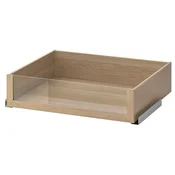 KOMPLEMENT Predal s stekleno ličnico, imitacija beljenega hrasta, 75x58 cm