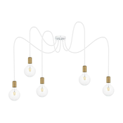 Luster na sajli MIROS 5xE27/60W/230V pauk bela/zlatna