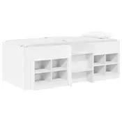 vidaXL Loft posteljni okvir s predalom 3 pcs Bela Konstruiran les