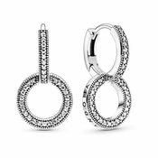 Pandora Okrogli uhani s kristali Double Hoop 299052C01