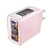 shumee GaN 65W stenski polnilnik 3 vhodi 1x USB 2x USB-C roza