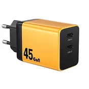 Wekome Brzi punjač WP-U33, 2 porta USB 2 x 3.1 Tip C, 45W, Žuti
