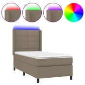 vidaXL vidaXL Box spring postelja z vzmetnico LED taupe 100x200 cm blago, (20900572)