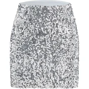 Nikcorp Srebrna paillettová midi krídlová sukňa M pre ženy vysoký pás elastický diel prispôsobenie zavinovací hip wrap podšívka polyester večerné vychádzky párty karneval Silvester, tkanina s flitrami