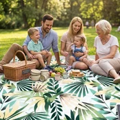 shumee Odeja za piknik - za na plažo - bombaž - Evkaliptus na sivi - 180x200