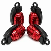 Car 888 Accessories Kapice ventila Bomb, 4 komada, Crvene