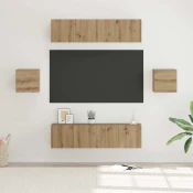 Set TV komoda Zidne 6 pcs Umjetnicki hrast Konstruirano drvo