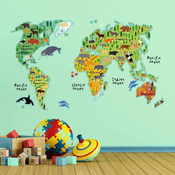 CREARREDA otroška dekoracija Zemljevid sveta, XL