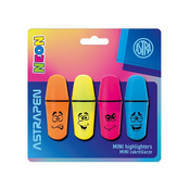 Astra Sada neónových mini zvýrazňovačov, 2-5mm, klinový hrot, 4ks, 208024001