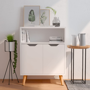 vidaXL Komoda visok sijaj bela 60x30x72 cm iverna plošča