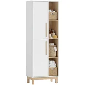 HOMCOM HOMCOM Kopalniška omara iverna plošča, MDF 62,5D x 35Š x 176V cm Bela+Naravni les, (5000279376)