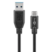Goobay USB-C na USB-A 3.0 1m 15W 5Gbit/s napajalni podatkovni kabel