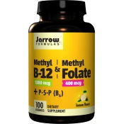 Jarrow Formulas Jarrow metil B-12 in metil folat, (vitamin B12 + folna kislina, aktivirane oblike), 1000 mcg/400 mcg, 100 pastil