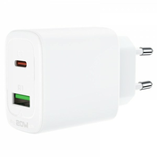 AceFast A25 omrežni polnilnik, USB + USB-C, PD 20W (bela)