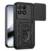 Oklepni ovitek MaX-Armor z obročem, kovinsko ploščico in zaščito zadnjih kamer za Xiaomi Poco F9 Pro - army black