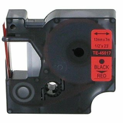 Toner123 Kompatibilen trak za Dymo D1 45017/LabelManager/LabelPoint/LabelWriter/Rhino/MobileLabeler 12mm (1/2) x 7m - črn izpis/rdeč trak