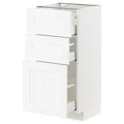 METOD / MAXIMERA Podni element s 3 fioke, bela Enköping/bela im. drveta, 40x37 cm
