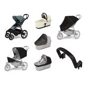 Mestni voziček Thule Urban Glide 4-wheel Mid blue + Bassinet Soft beige SET 7in1