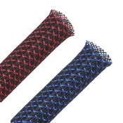 PET 6mm dvobarvna pletenica za kabel - raztegljiv pokrovček za kabel, 1m modre barve