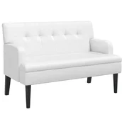 Vidaxl Klop z naslonom bela 112x65,5x75 cm umetno usnje