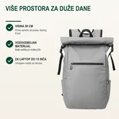 Bruno Ranac Nevada, Vodoodbojan, Odeljak za laptop, 15, Sivi