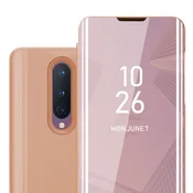 Cadorabo CADORABO CASE, združljiv z OnePlus v Kunzit Pink - Clear View Zrcalni zaščitni pokrov s funkcijo stojala 360 stopinj zaščita, (20567460)