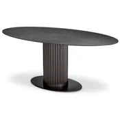 Casa Padrino luxury dining table black/bronze 200 x 119 x H. 78.5 cm - Oval kitchen table with ceramic table top in marble look - Dining room furniture - Luxury furniture - Luxury quality