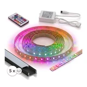 SET 1x LED RGBW traka DIGITAL LED/16,5W/230V 5 m + 5x ugradni profil 1 m + daljinski upravljac
