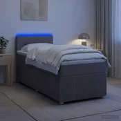 vidaXL Postelja boxspring z vzmetnico Taupe 100 x 200 cm Blago