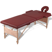 vidaXL Sklopivi stol za masažu s drvenim okvirom dvodijelni crveni