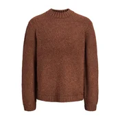 JACK & JONES Pulover JORSALAMANCO pikčasto rjava