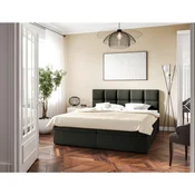 MID.YOU POSTELJA Z VZMETNICO 200 cm x 200 cm , les, tekstil, leseni material temno siva