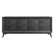 Casa Padrino luxury Art Deco sideboard black 220 x 50 x H. 92 cm - Noble solid wood cabinet with 4 doors - Dining room furniture - Art Deco furniture - Luxury furniture