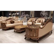 Casa Padrino luxury baroque living room set gold/brown/gold - 2 Baroque Sofas & 2 Baroque Armchairs & 1 Baroque Coffee Table - Luxury furniture in baroque style - Noble & Magnificent