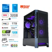 Računalnik MEGA MT S8 i7-12700K/RTX5070/32GB/1TB-4.0/750W/Brez OS/črna RGB + Estetski napajalni kabli [Vijolična/Črna]