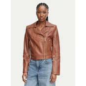 Elisabetta Franchi Usnjena jakna GD-01Z-66E2-V1490 Rjava Regular Fit