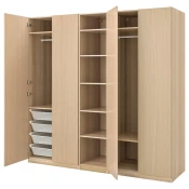 PAX / FORSAND Garderober, belo b. im. hrastovine/belo b. im. hrastovine, 250x60x236 cm